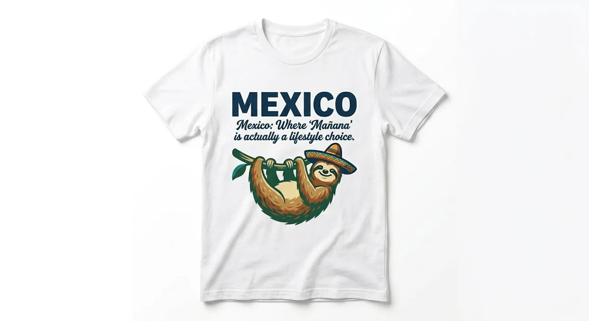 Mexico Sloth Sombrero T-Shirt – The Ultimate "Mañana" Lifestyle Souvenir Tee