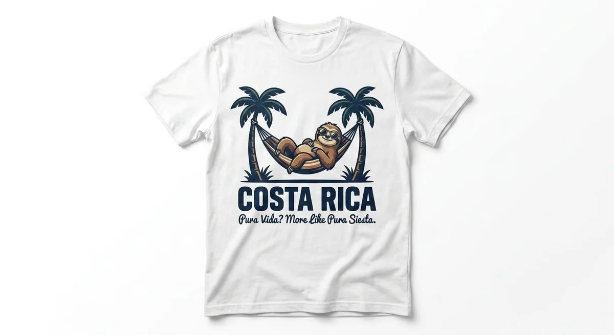 Costa Rica Sloth T-Shirt – 'Pura Vida? More Like Pura Siesta' Unisex Graphic Tee