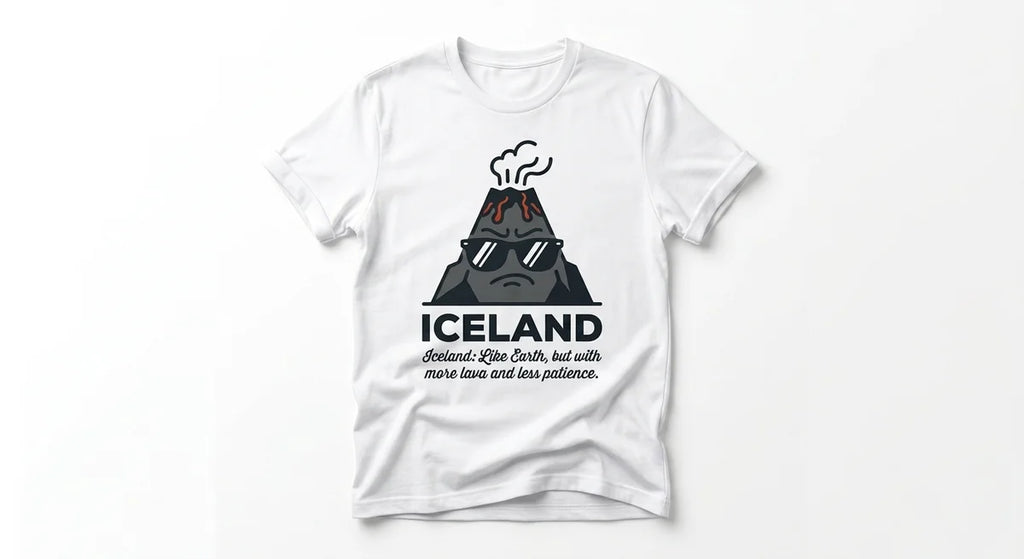 Iceland Volcano Graphic T-Shirt | Funny Travel Souvenir | Grumpy Lava Tee