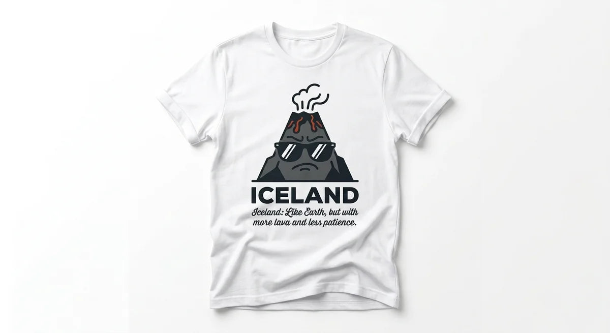 Iceland Volcano Graphic T-Shirt | Funny Travel Souvenir | Grumpy Lava Tee
