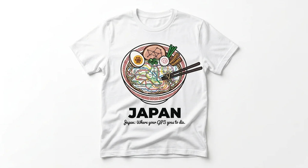 The "Ramen-Map" Tee: Tokyo Subway Chaos Souvenir Shirt – Japan Travel Gift
