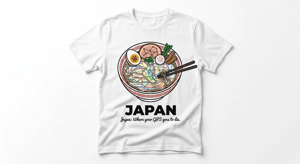 The "Ramen-Map" Tee: Tokyo Subway Chaos Souvenir Shirt – Japan Travel Gift