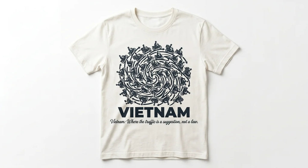 Vietnam Chaos Tee | Funny Motorbike Travel Souvenir | Soft Cotton Graphic T-Shirt