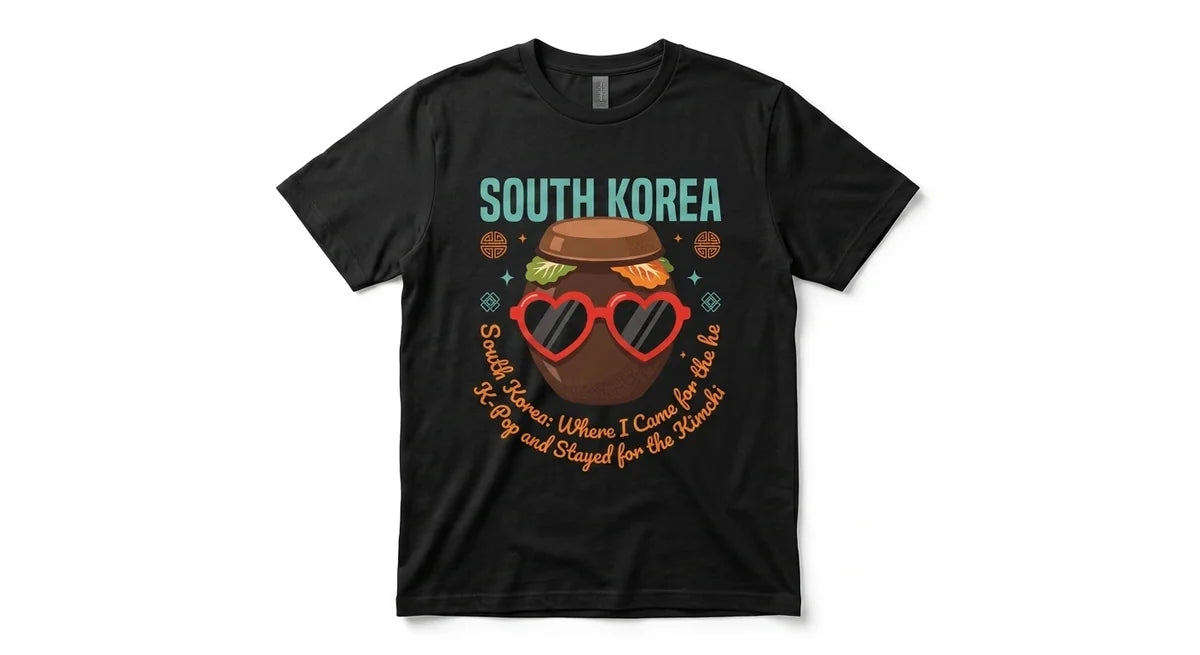 South Korea Graphic T-Shirt: K-Pop & Kimchi Lovers Tee | Fun Travel Souvenir