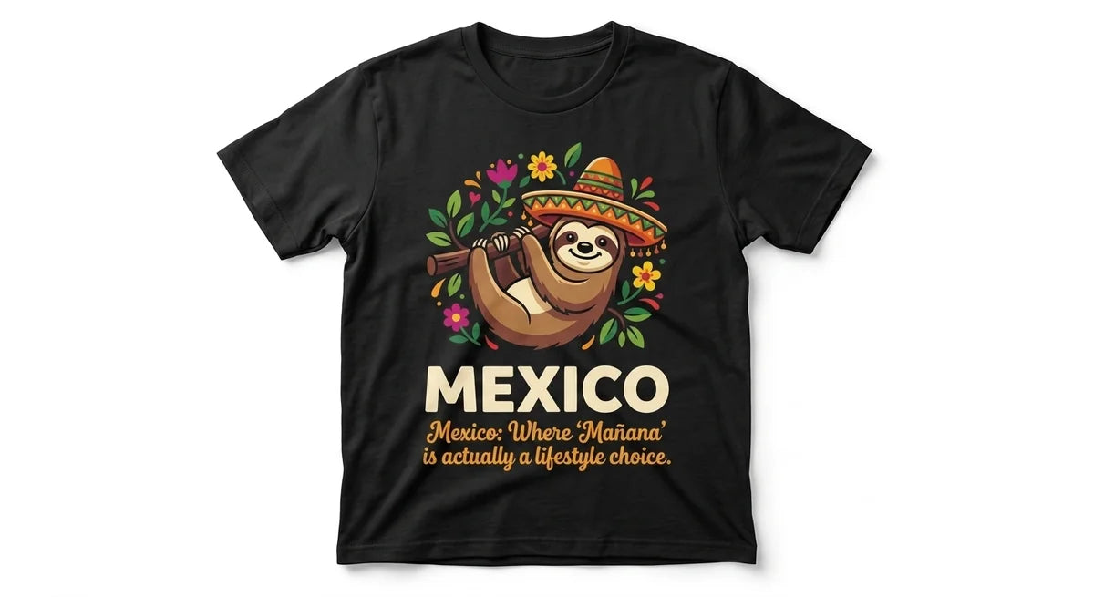 Mexico Sloth Sombrero T-Shirt – The Ultimate "Mañana" Lifestyle Souvenir Tee