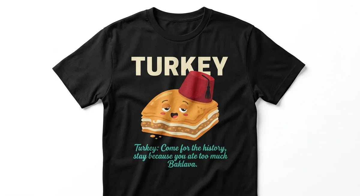 Unisex Turkey Travel T-Shirt | "Baklava Coma" Funny Graphic Tee | Soft Cotton Souvenir Shirt
