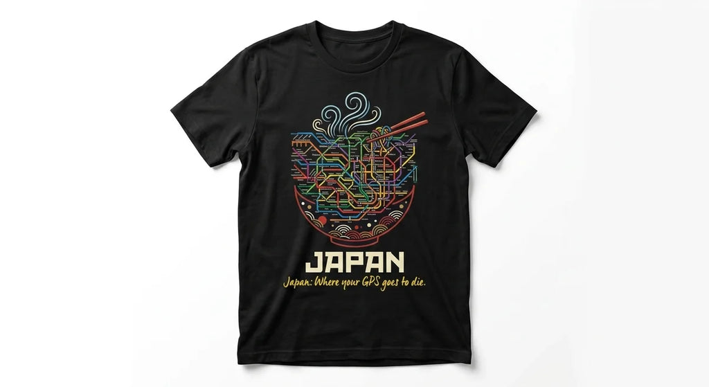 The "Ramen-Map" Tee: Tokyo Subway Chaos Souvenir Shirt – Japan Travel Gift