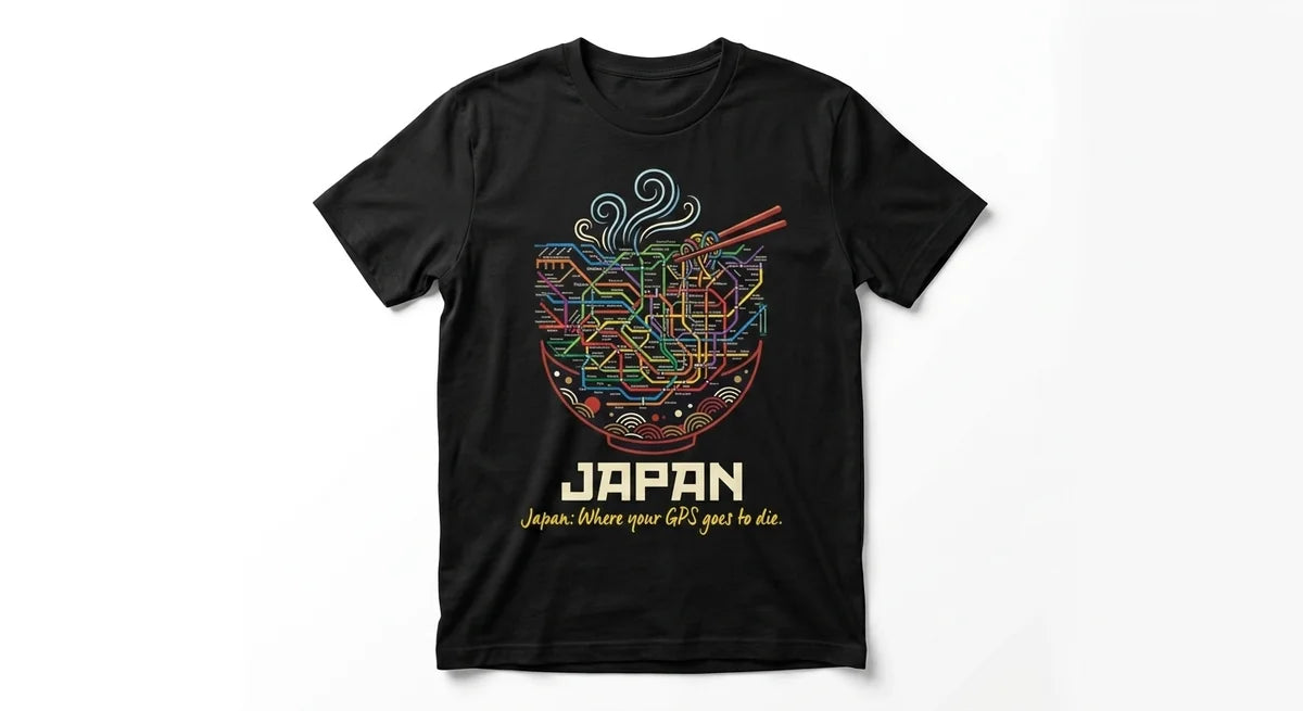 The "Ramen-Map" Tee: Tokyo Subway Chaos Souvenir Shirt – Japan Travel Gift
