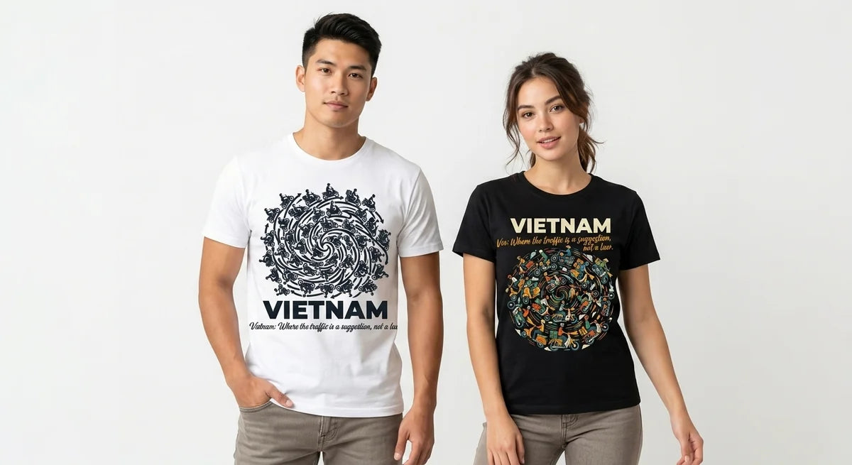 Vietnam Chaos Tee | Funny Motorbike Travel Souvenir | Soft Cotton Graphic T-Shirt
