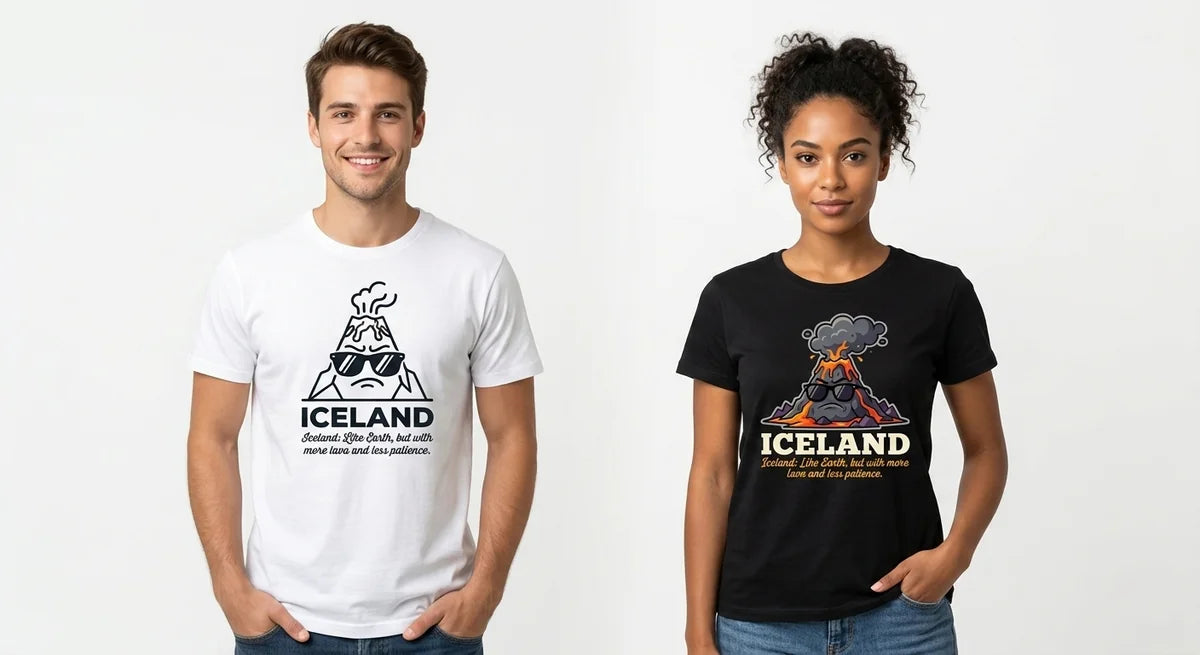 Iceland Volcano Graphic T-Shirt | Funny Travel Souvenir | Grumpy Lava Tee