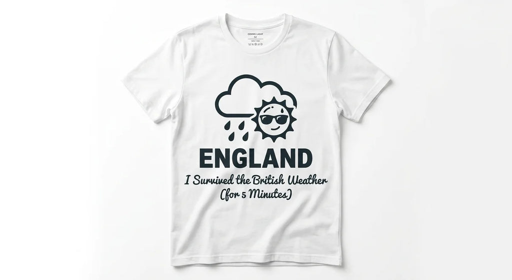 "I Survived the British Weather" Funny England Souvenir T-Shirt | Premium Cotton Graphic Tee