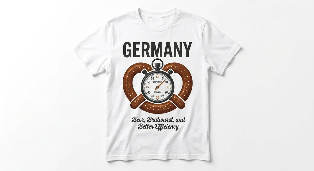 Germany Slogan T-Shirt: "Beer, Bratwurst & Better Efficiency" – Funny Travel Souvenir Tee
