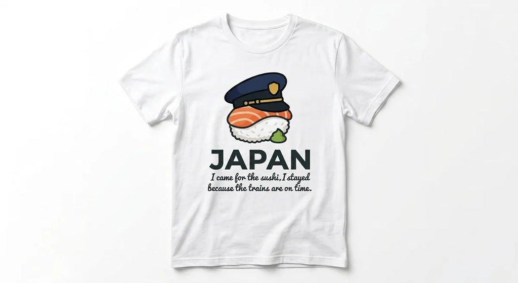 The "Sushi & Shinkansen" Japan Souvenir T-Shirt | Funny Travel Tee for Japan Lovers