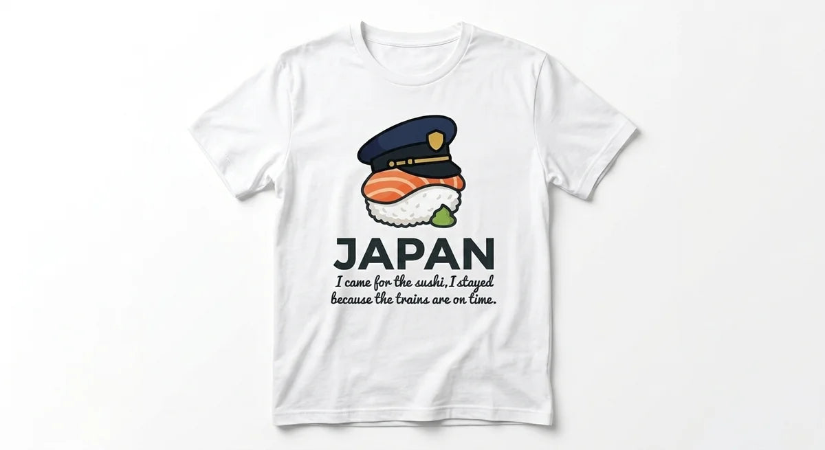 The "Sushi & Shinkansen" Japan Souvenir T-Shirt | Funny Travel Tee for Japan Lovers