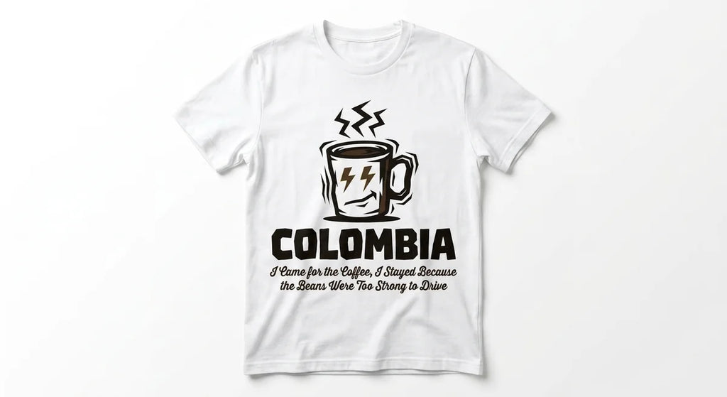 Colombia Coffee Lover T-Shirt | "Too Strong to Drive" Funny Travel Tee | Premium Cotton Souvenir Shirt