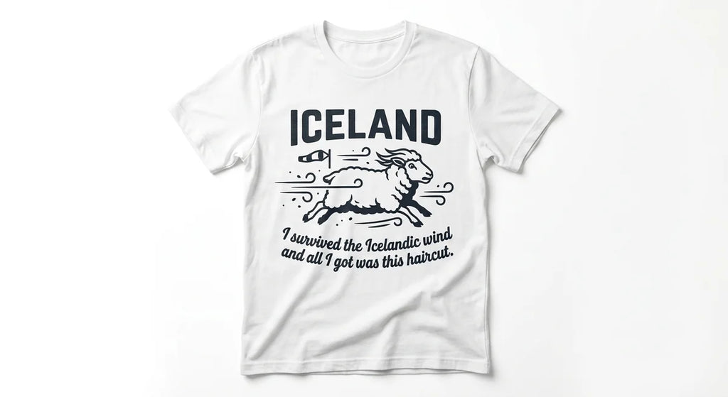 Iceland Souvenir T-Shirt | "I Survived the Icelandic Wind" Funny Sheep Tee | Premium Cotton Iceland Travel Gift