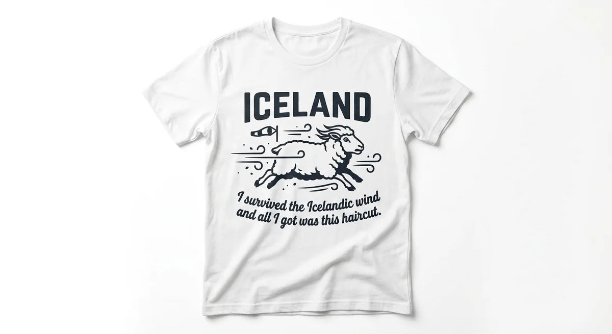 Iceland Souvenir T-Shirt | "I Survived the Icelandic Wind" Funny Sheep Tee | Premium Cotton Iceland Travel Gift