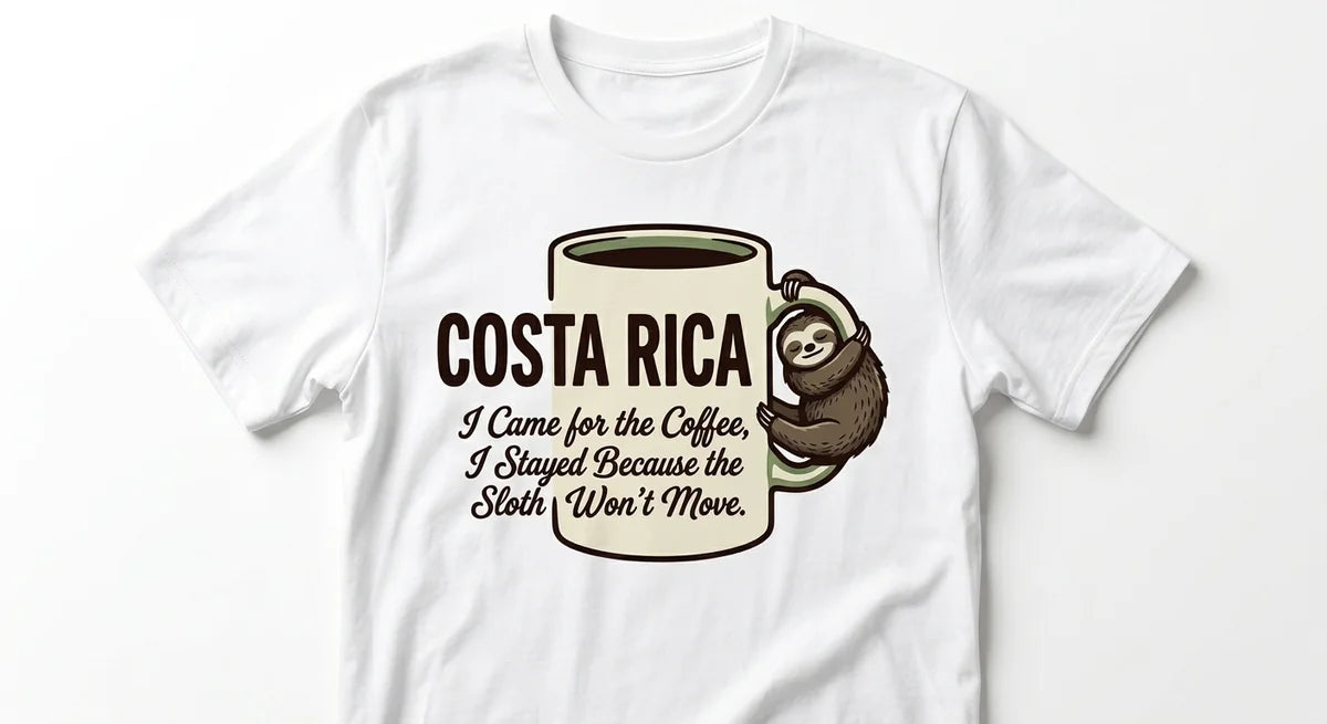 Costa Rica Sloth & Coffee T-Shirt – Funny Pura Vida Souvenir Tee