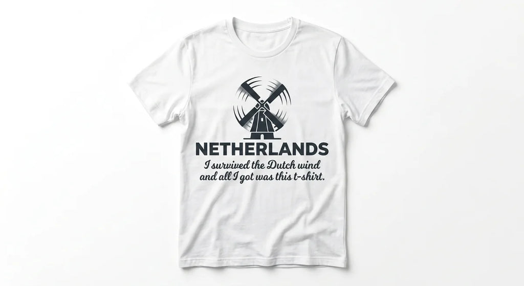 "I Survived The Dutch Wind" T-Shirt | Funny Netherlands Souvenir Tee | Premium Cotton Travel Keepsake
