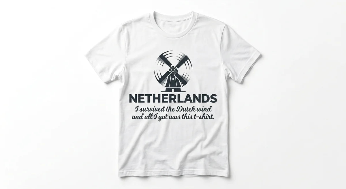 "I Survived The Dutch Wind" T-Shirt | Funny Netherlands Souvenir Tee | Premium Cotton Travel Keepsake
