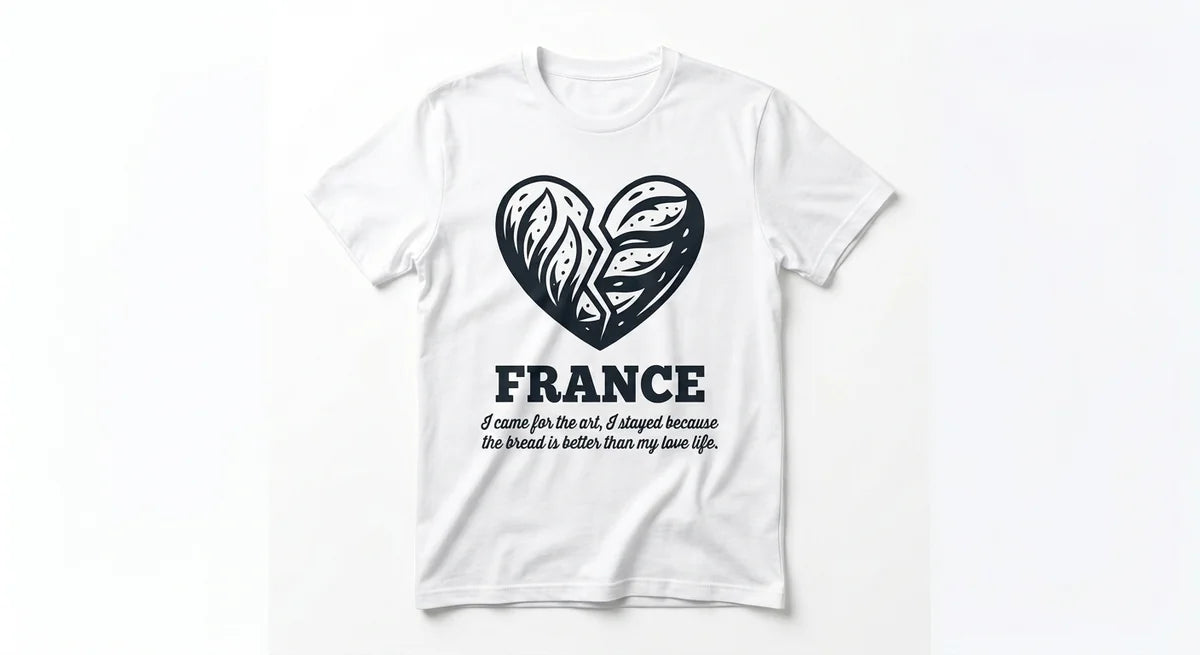 The "Bread Over Bae" France Souvenir T-Shirt | Funny French Graphic Tee | Unique Paris Vacation Keepsake