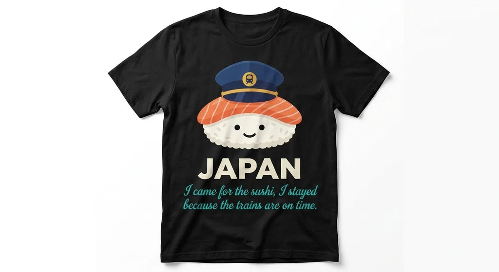 The "Sushi & Shinkansen" Japan Souvenir T-Shirt | Funny Travel Tee for Japan Lovers