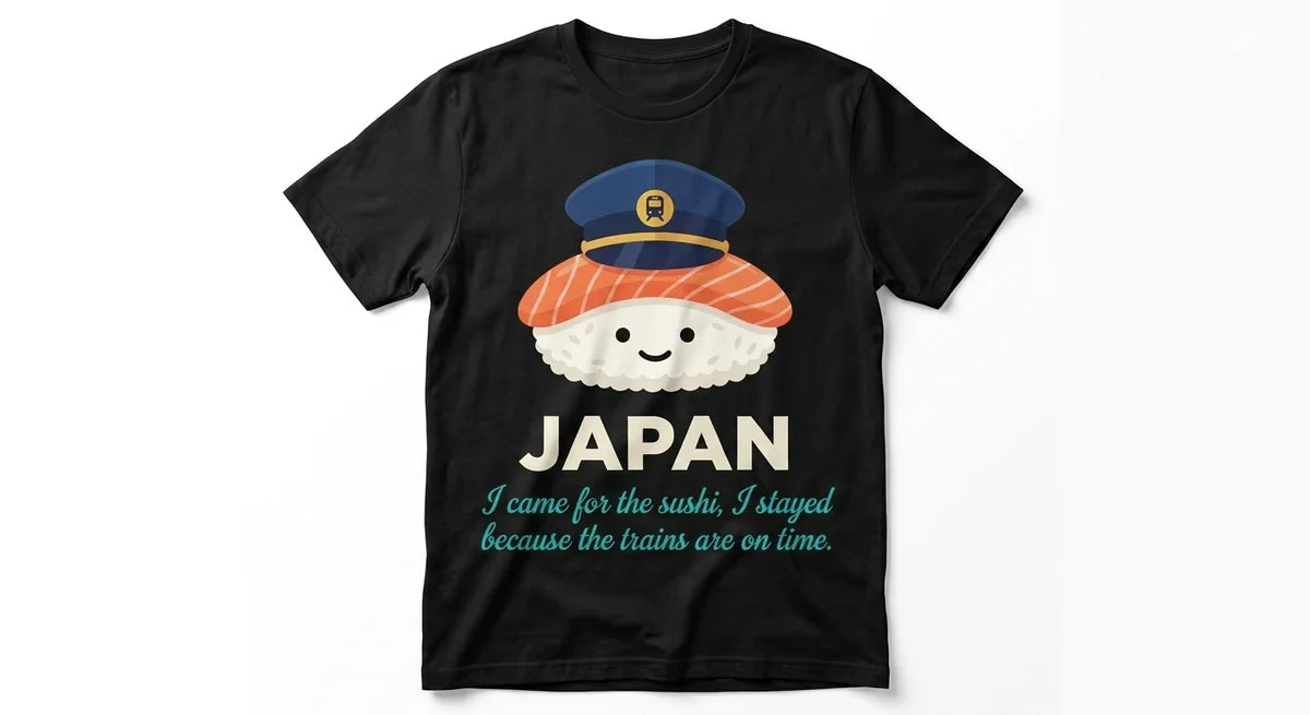 The "Sushi & Shinkansen" Japan Souvenir T-Shirt | Funny Travel Tee for Japan Lovers