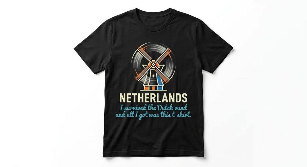 "I Survived The Dutch Wind" T-Shirt | Funny Netherlands Souvenir Tee | Premium Cotton Travel Keepsake