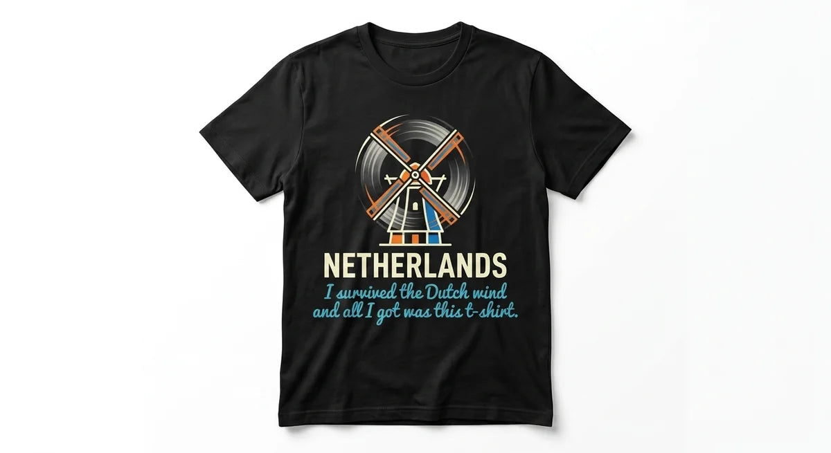 "I Survived The Dutch Wind" T-Shirt | Funny Netherlands Souvenir Tee | Premium Cotton Travel Keepsake
