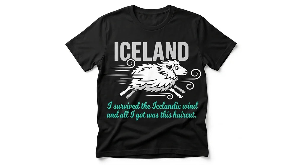Iceland Souvenir T-Shirt | "I Survived the Icelandic Wind" Funny Sheep Tee | Premium Cotton Iceland Travel Gift