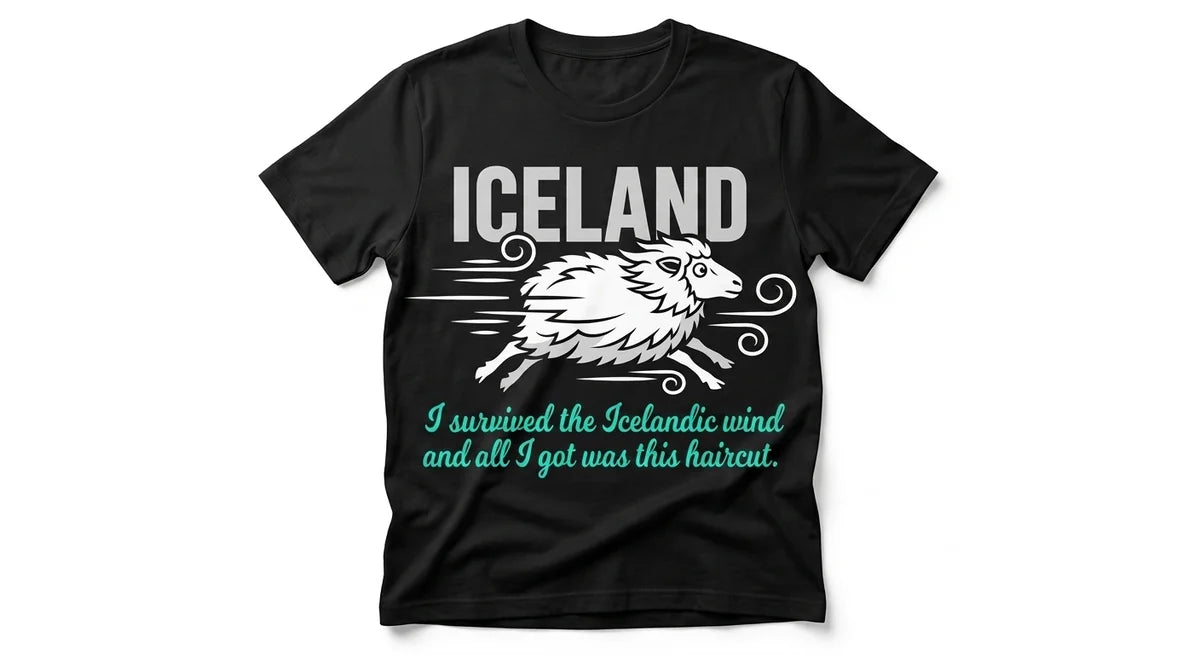 Iceland Souvenir T-Shirt | "I Survived the Icelandic Wind" Funny Sheep Tee | Premium Cotton Iceland Travel Gift