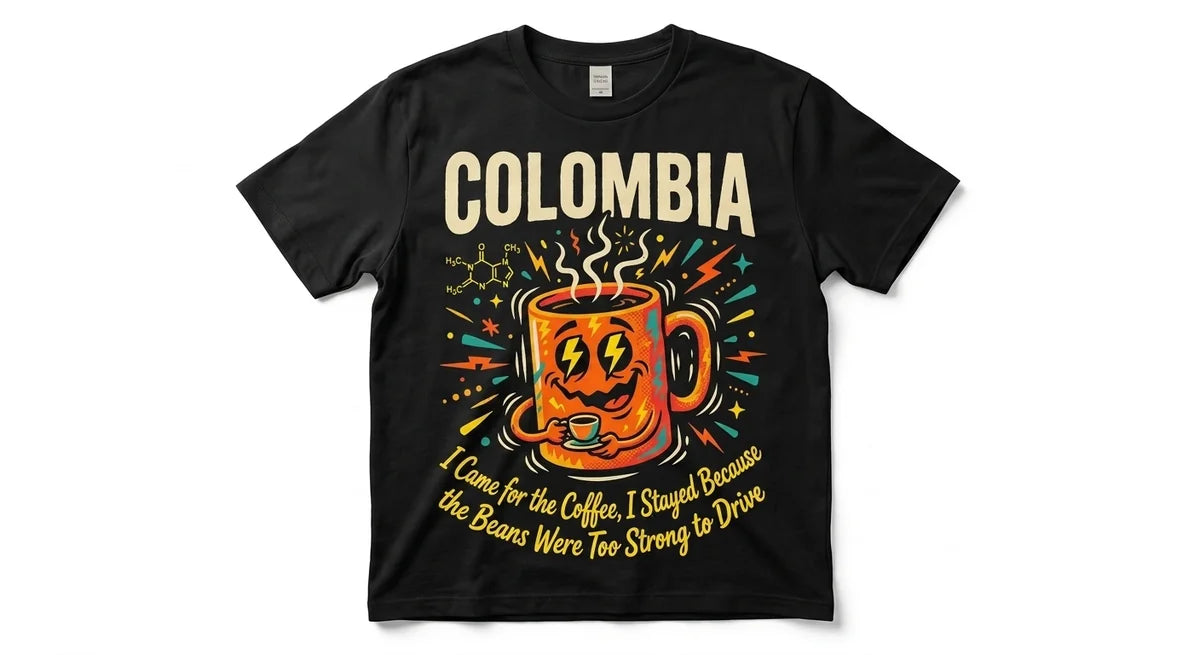 Colombia Coffee Lover T-Shirt | "Too Strong to Drive" Funny Travel Tee | Premium Cotton Souvenir Shirt