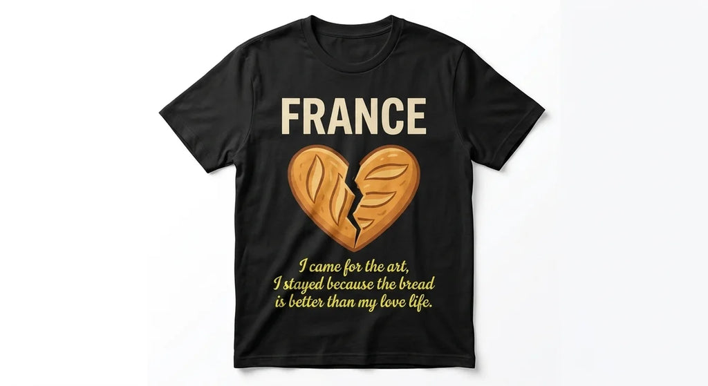 The "Bread Over Bae" France Souvenir T-Shirt | Funny French Graphic Tee | Unique Paris Vacation Keepsake