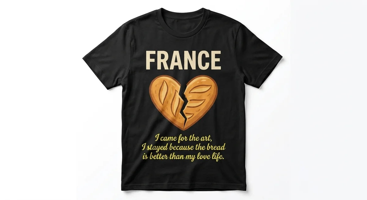 The "Bread Over Bae" France Souvenir T-Shirt | Funny French Graphic Tee | Unique Paris Vacation Keepsake