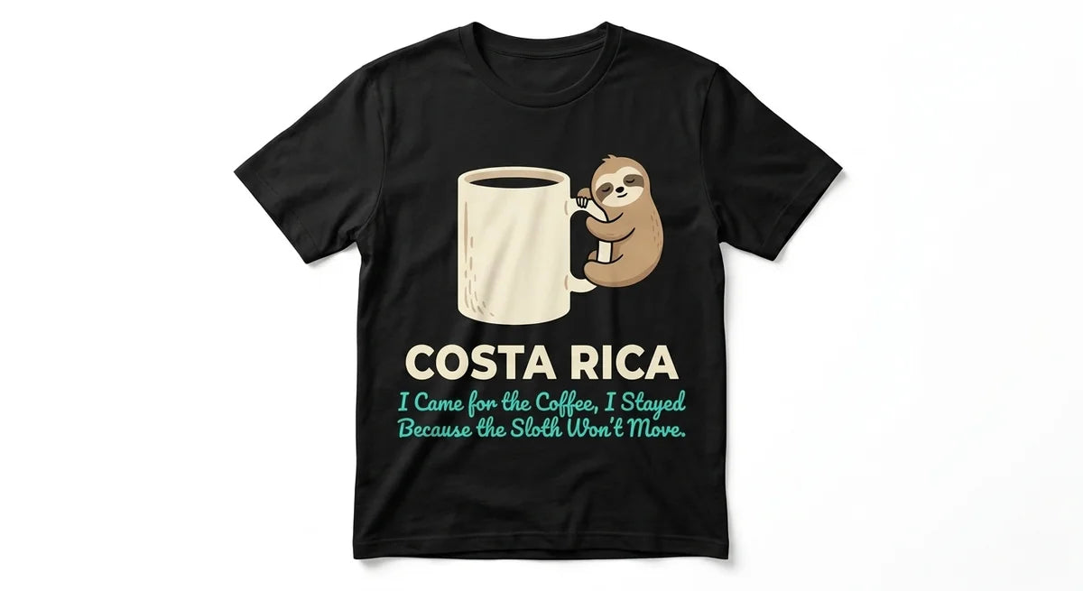 Costa Rica Sloth & Coffee T-Shirt – Funny Pura Vida Souvenir Tee