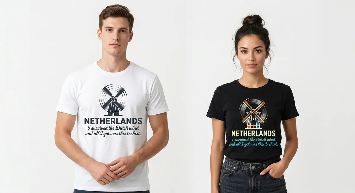 "I Survived The Dutch Wind" T-Shirt | Funny Netherlands Souvenir Tee | Premium Cotton Travel Keepsake