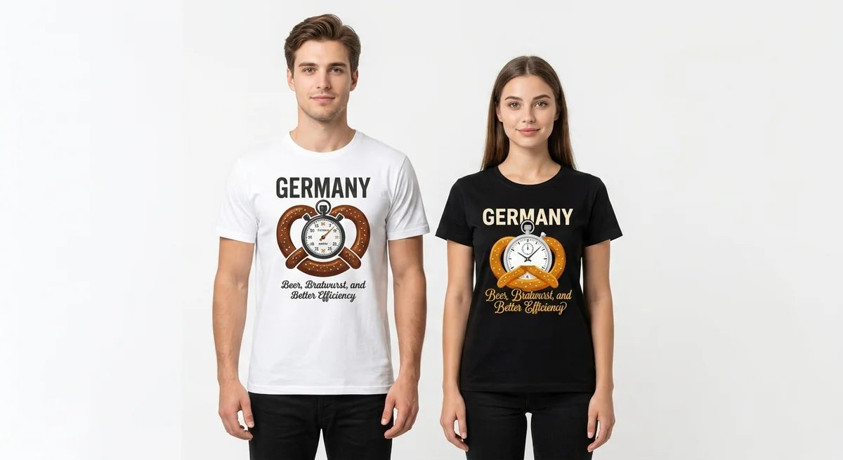 Germany Slogan T-Shirt: "Beer, Bratwurst & Better Efficiency" – Funny Travel Souvenir Tee