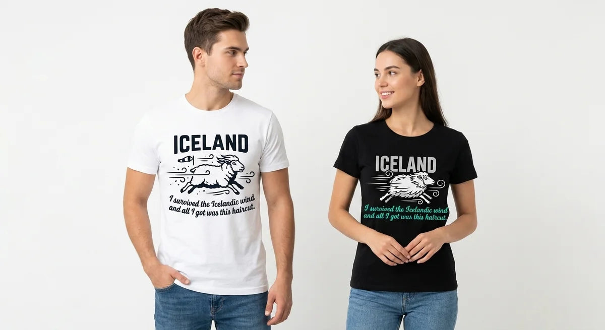 Iceland Souvenir T-Shirt | "I Survived the Icelandic Wind" Funny Sheep Tee | Premium Cotton Iceland Travel Gift