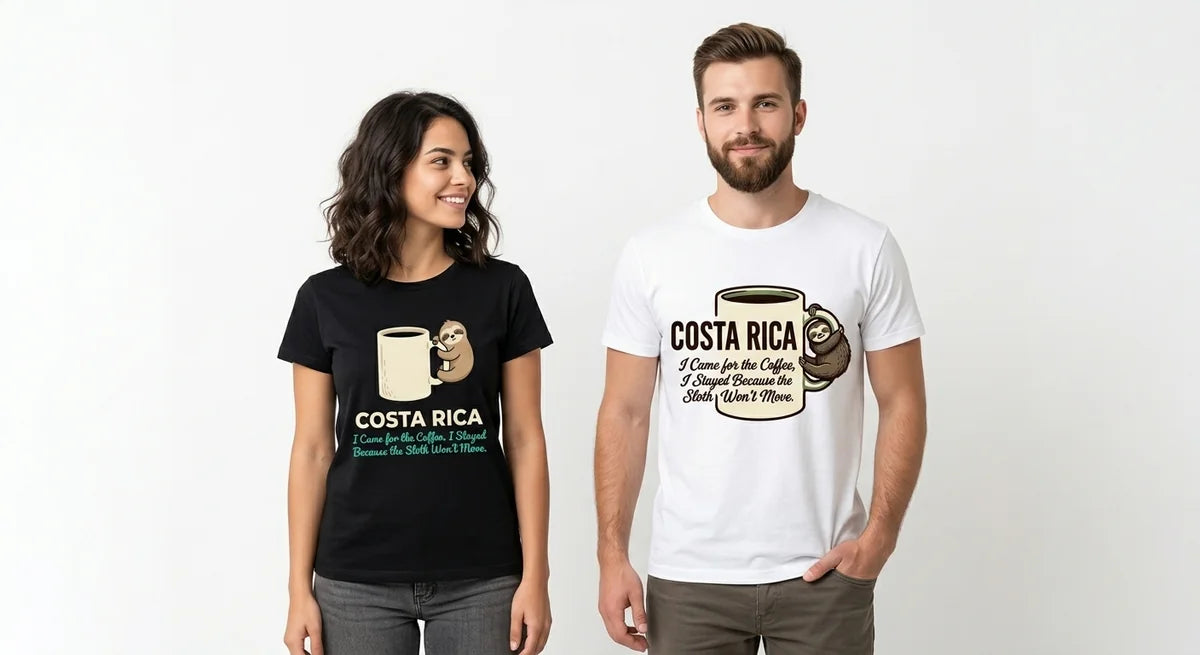 Costa Rica Sloth & Coffee T-Shirt – Funny Pura Vida Souvenir Tee