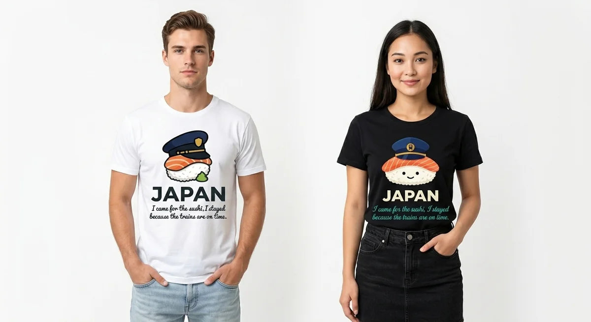 The "Sushi & Shinkansen" Japan Souvenir T-Shirt | Funny Travel Tee for Japan Lovers