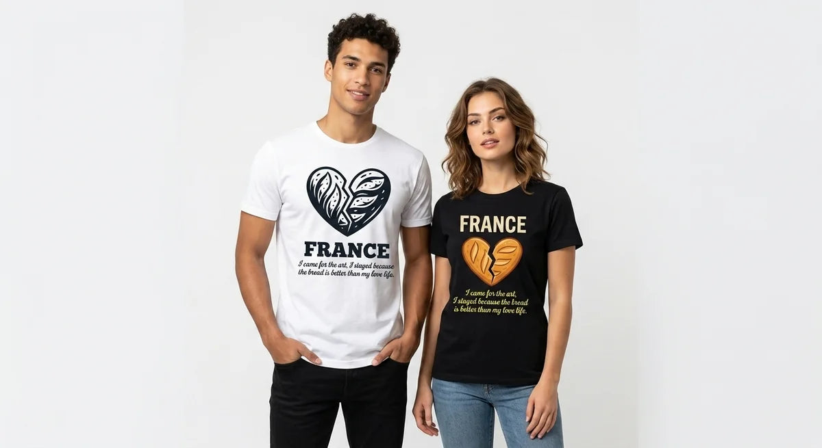 The "Bread Over Bae" France Souvenir T-Shirt | Funny French Graphic Tee | Unique Paris Vacation Keepsake
