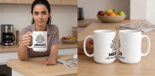"I Like Big Cups and I Cannot Lie" Mexico Souvenir Mug – Artistic Agave Ceramic Coffee Cup