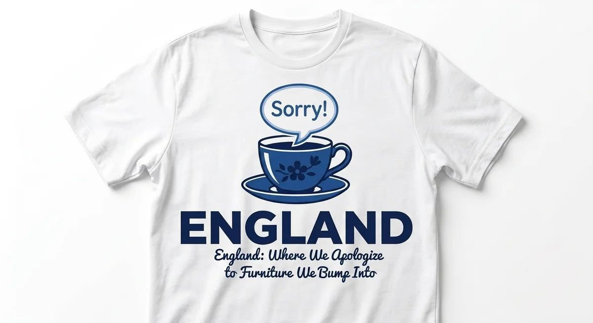 The "Polite Brit" T-Shirt: England Souvenir Tee for the Apologetically Awkward