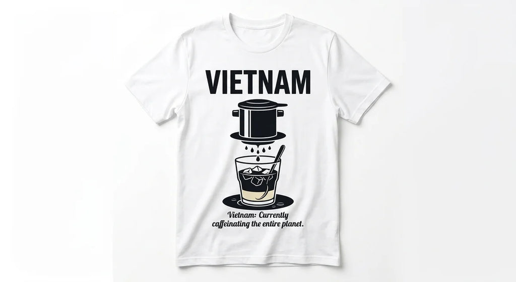 Vietnam Coffee Culture T-Shirt | "Currently Caffeinating The Planet" Graphic Tee | Premium Cotton Souvenir