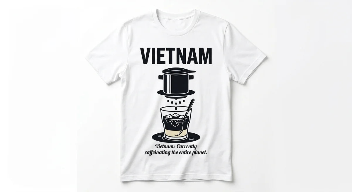 Vietnam Coffee Culture T-Shirt | "Currently Caffeinating The Planet" Graphic Tee | Premium Cotton Souvenir