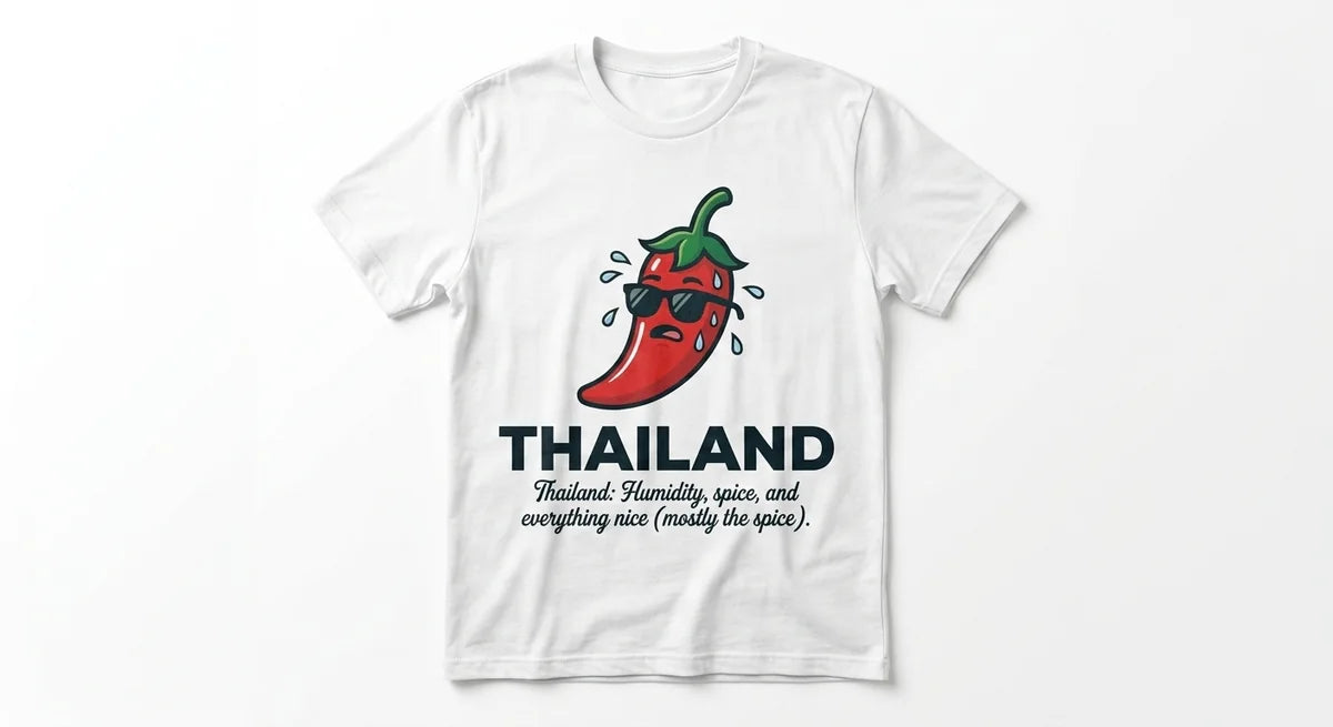 Thailand Travel Tee – Funny Chili Pepper Graphic Shirt | Humidity, Spice, & Everything Nice – Unisex Souvenir T-Shirt