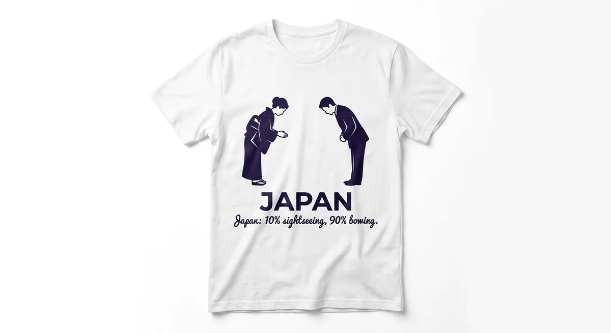 Japan Bowing T-Shirt – Funny Travel Souvenir – 90% Bowing, 10% Sightseeing Tee