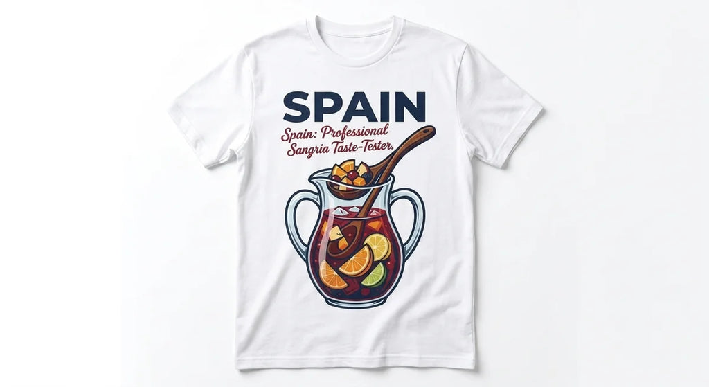 Spain Professional Sangria Taste-Tester T-Shirt | Funny Vacation Souvenir Tee | Premium Cotton Graphic Top