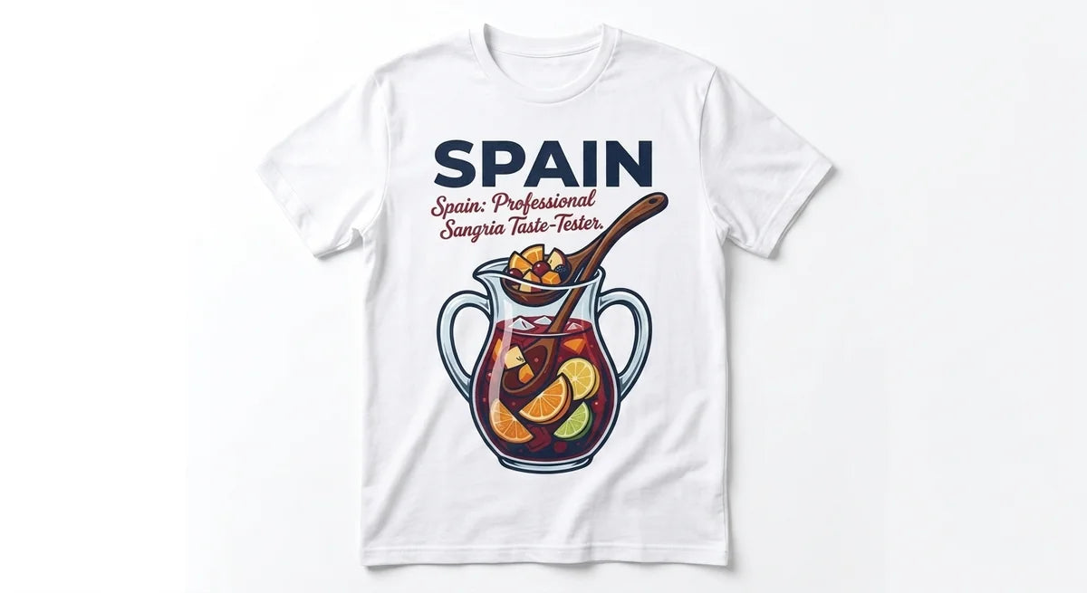 Spain Professional Sangria Taste-Tester T-Shirt | Funny Vacation Souvenir Tee | Premium Cotton Graphic Top