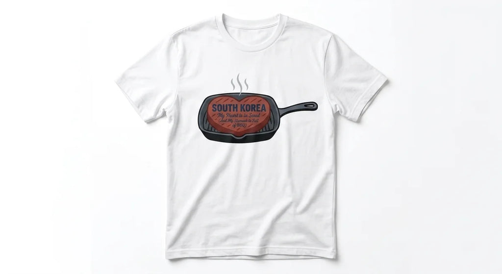 Seoul Foodie Graphic T-Shirt | "My Heart is in Seoul" Funny Korean BBQ Tee | Premium Soft Cotton Souvenir